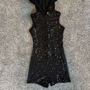 Black Sequin Adult Shorty Unitard